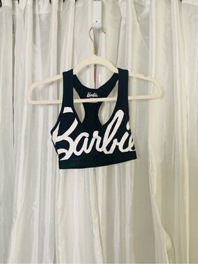 Barbie Black and White Logo Racerback Sports Bra
